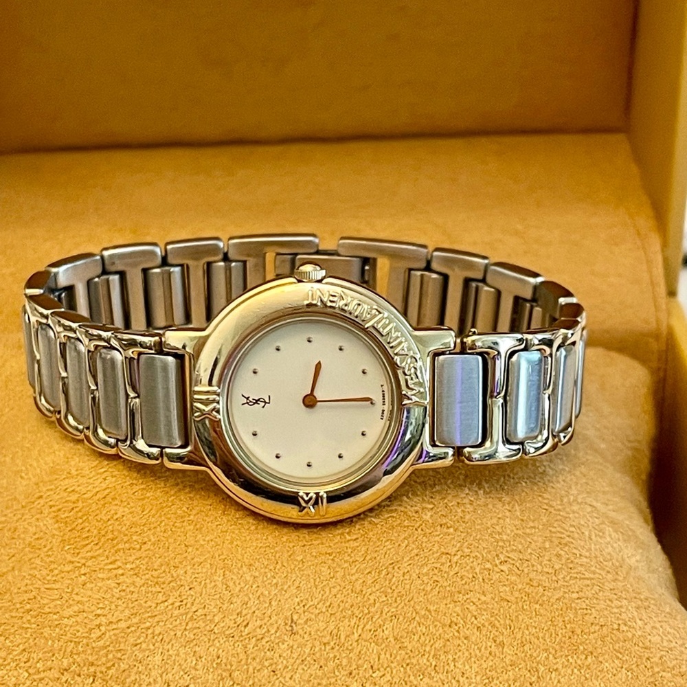 Yves Saint Laurent Two-Tone Gold and Silver Bracelet Watch - Picture 7 of 17